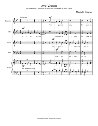 Ave Verum SATB with rehearsal piano