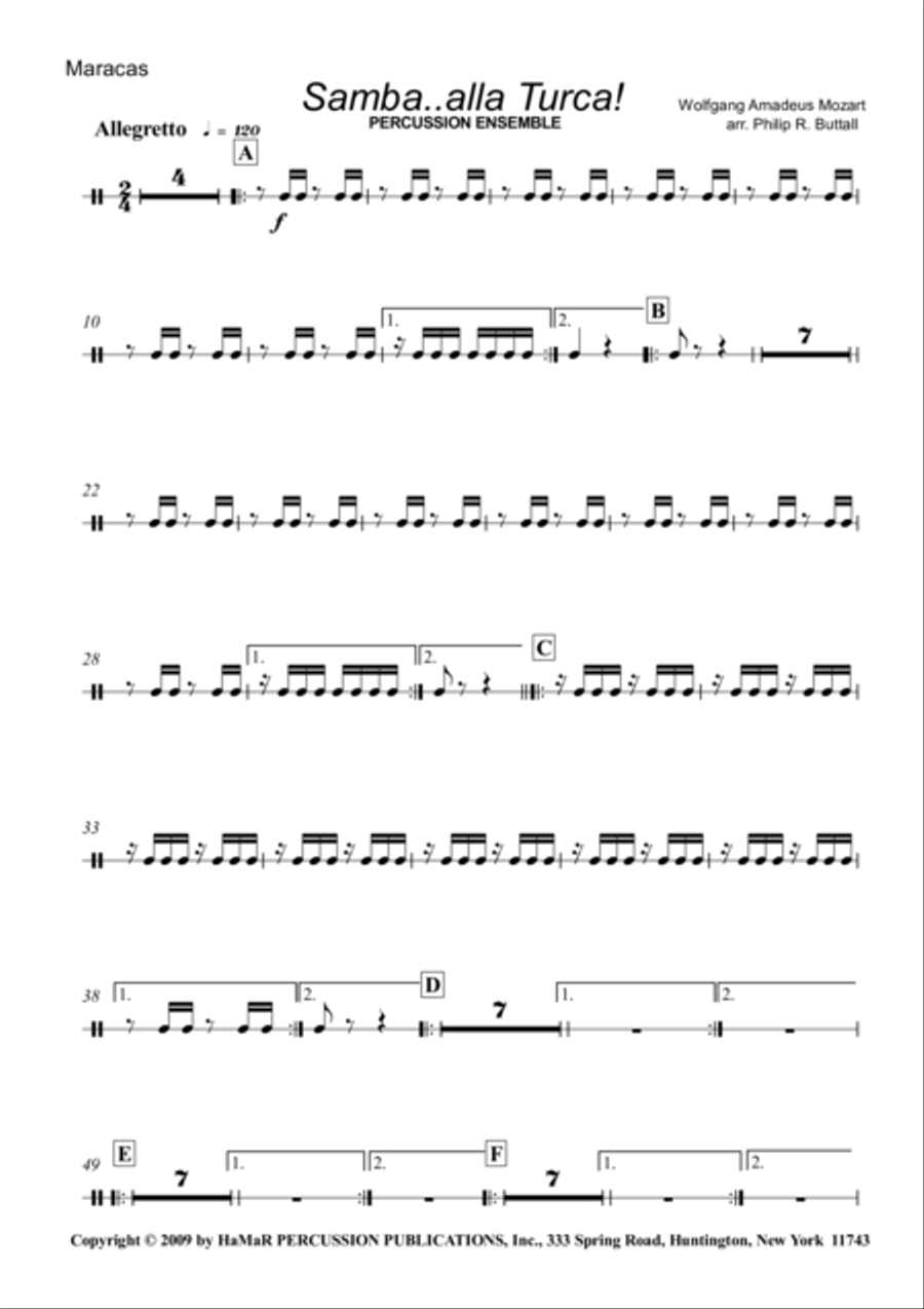 Samba. . .alla Turca! For Percussion Ensemble Percussion Ensemble scores gallery preview page 1