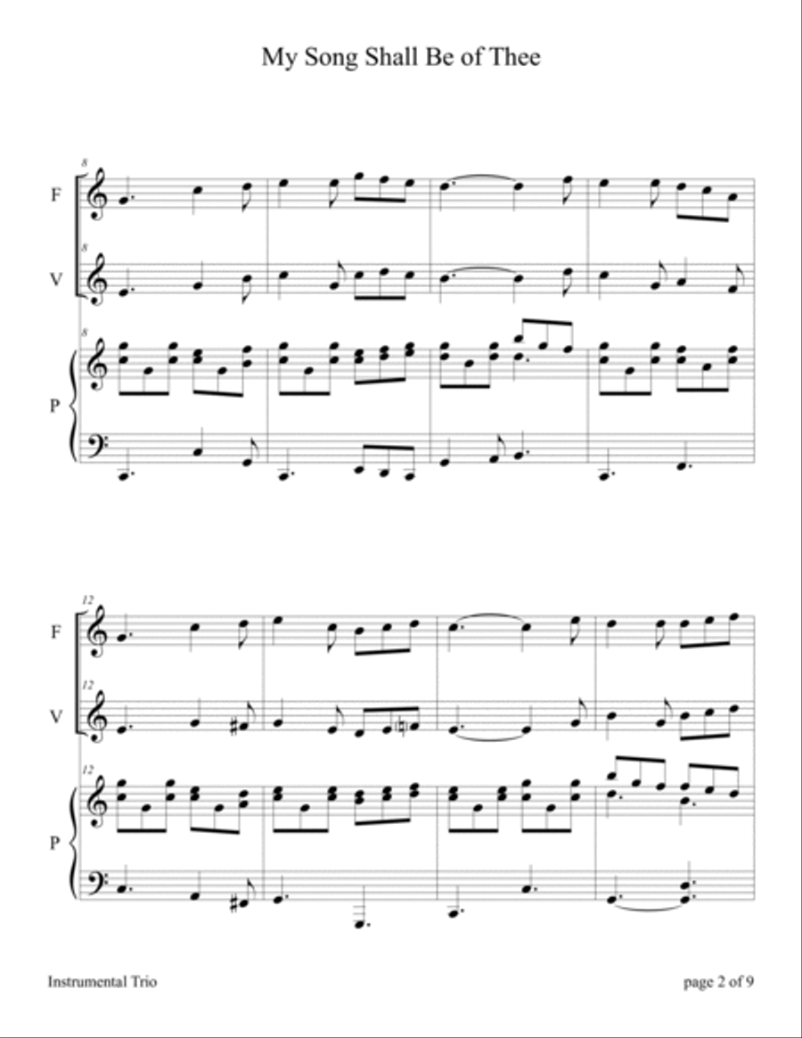 My Song Shall Be of Thee (for FLUTE and/or VIOLIN Duet with PIANO Accompaniment) image number null