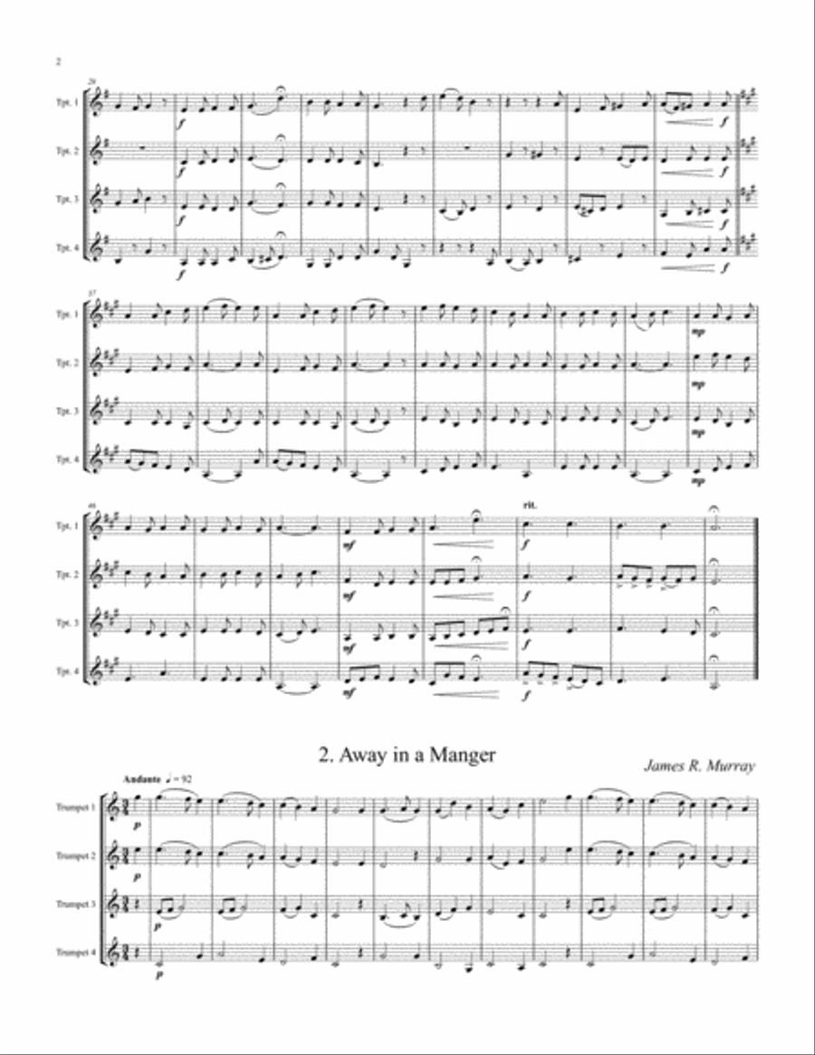 6 Christmas Quartets Trumpet scores gallery preview page 3