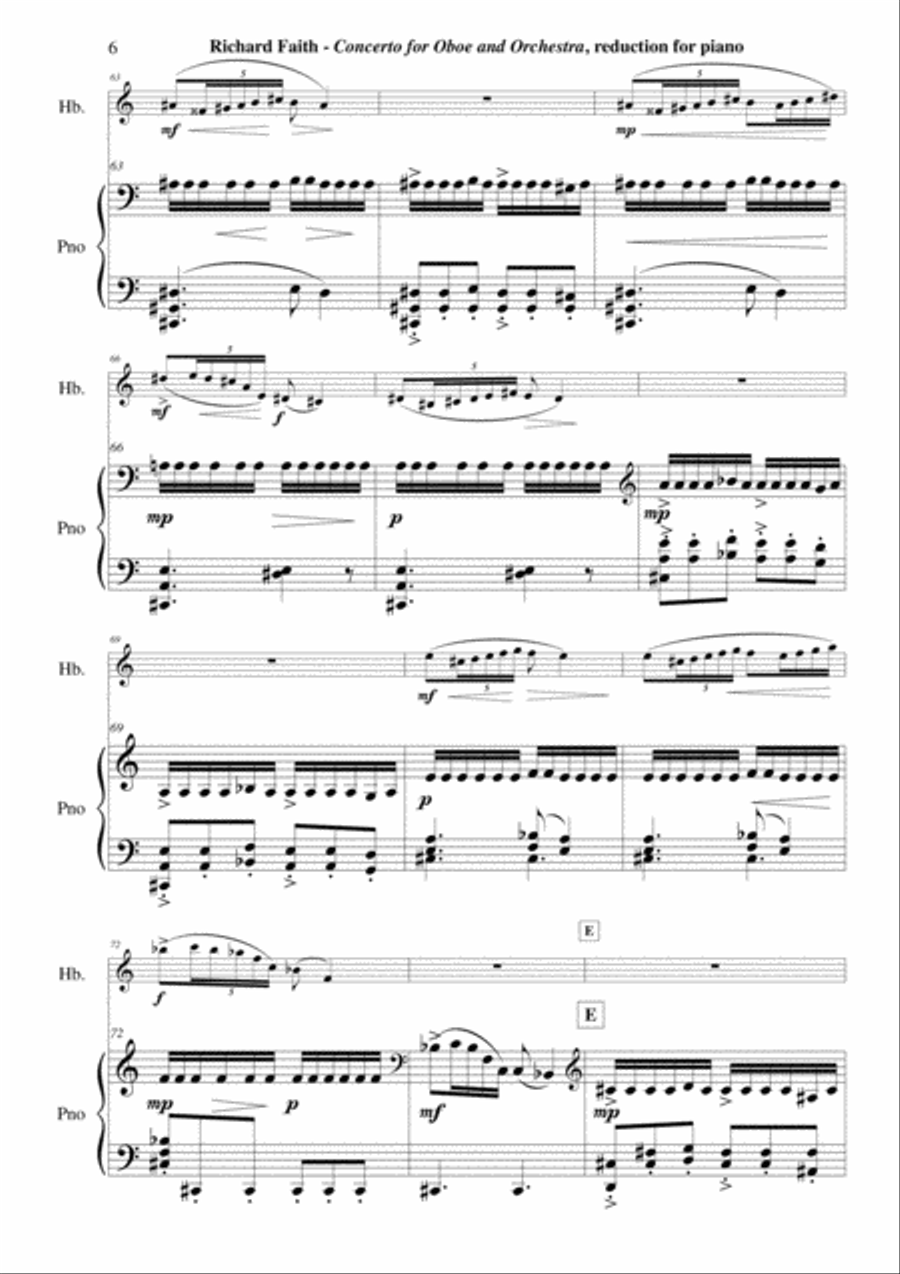 Richard Faith : Concerto for oboe and chamber orchestra, piano reduction and solo part Woodwind Duet scores gallery preview page 6