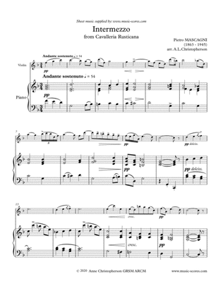 Intermezzo from Cavalleria Rusticana - Violin and Piano