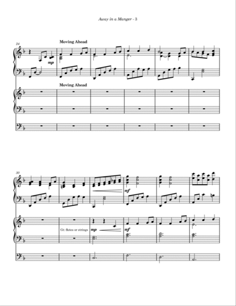 Away in a Manger (piano organ duet) Piano scores gallery preview page 4