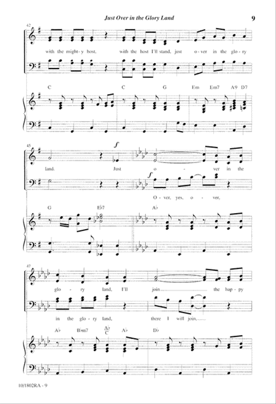 Just Over in the Glory Land 4-Part scores gallery preview page 9