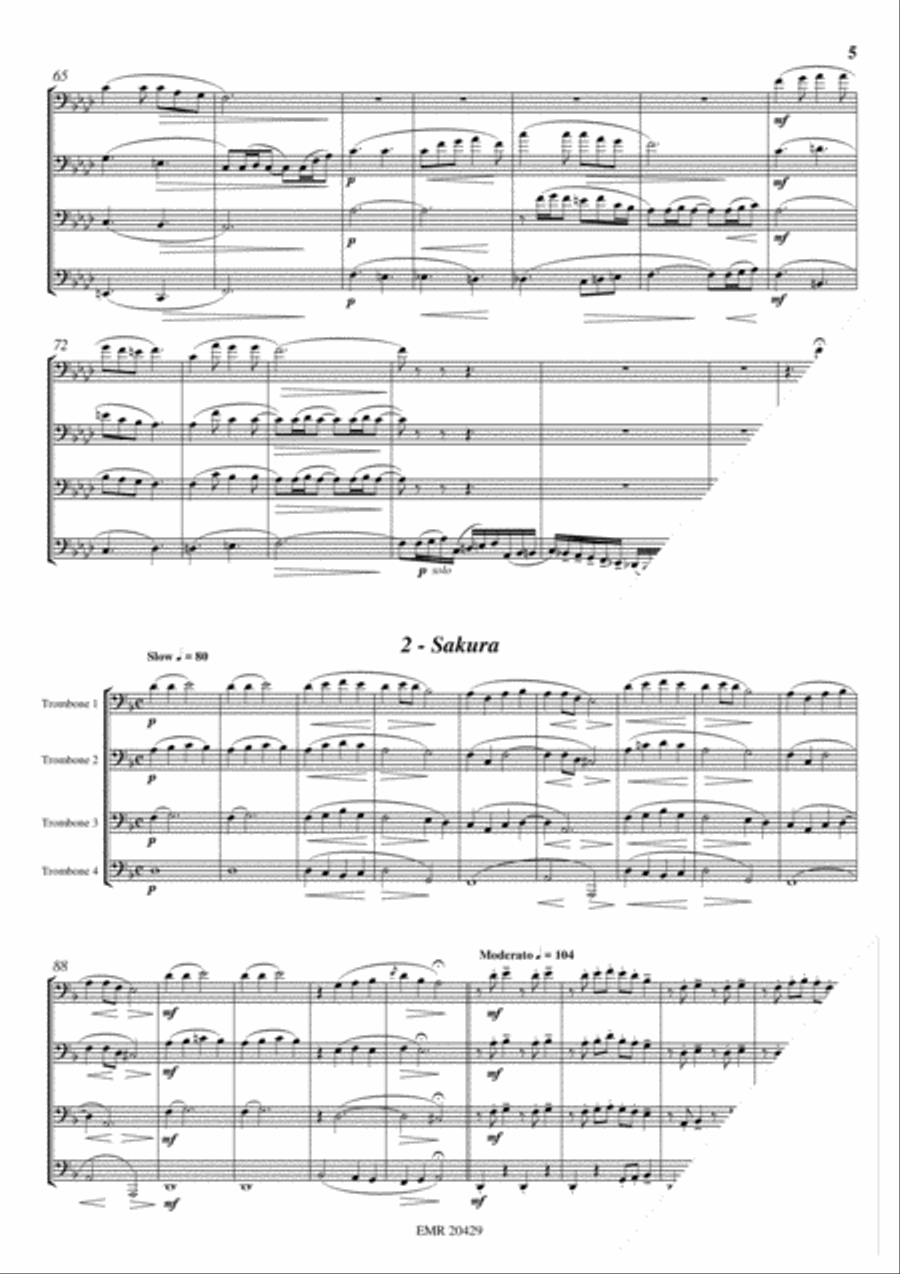 Three Japanese Folksongs Trombone Quartet scores gallery preview page 4