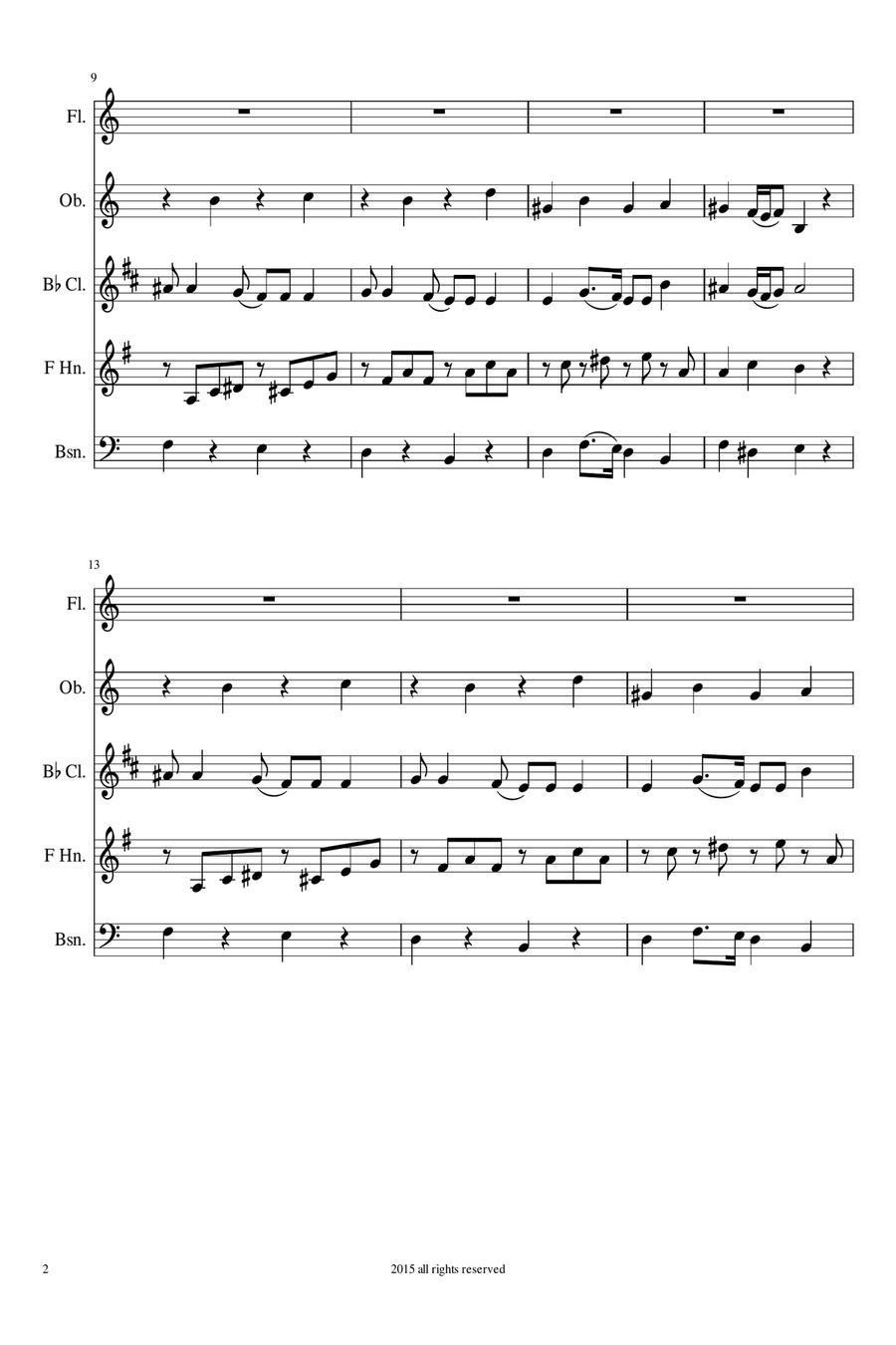 Hava Nagila Israeli folksong for wind quintet Woodwind Quintet scores gallery preview page 4