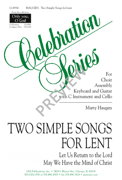 Two Simple Songs for Lent image number null