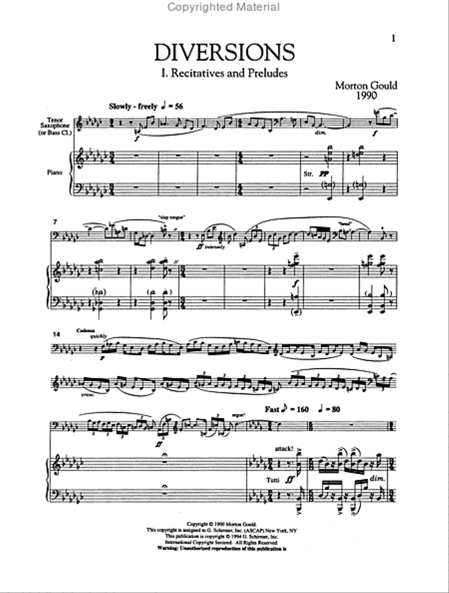 Diversions for Tenor Saxophone and Piano Tenor Saxophone scores gallery preview page 2