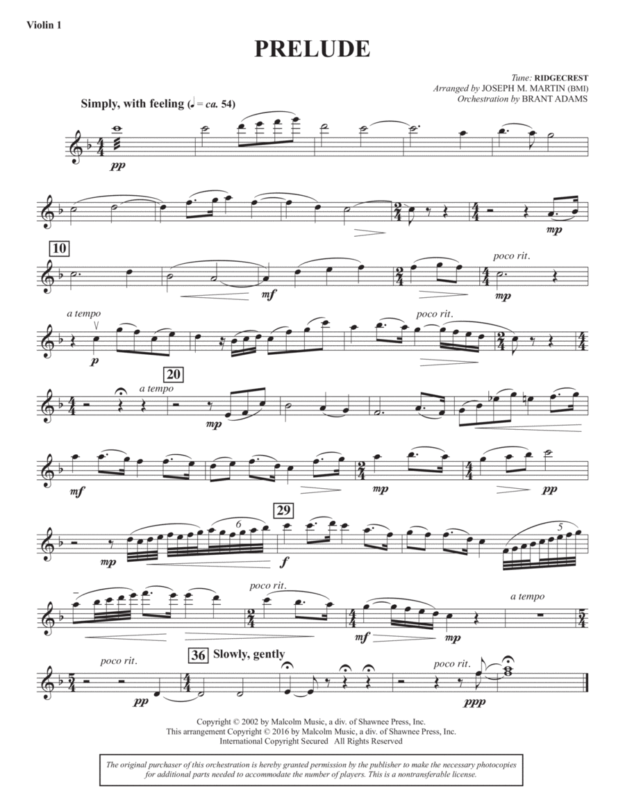 Sacred Places - Violin 1 Choir scores gallery preview page 1
