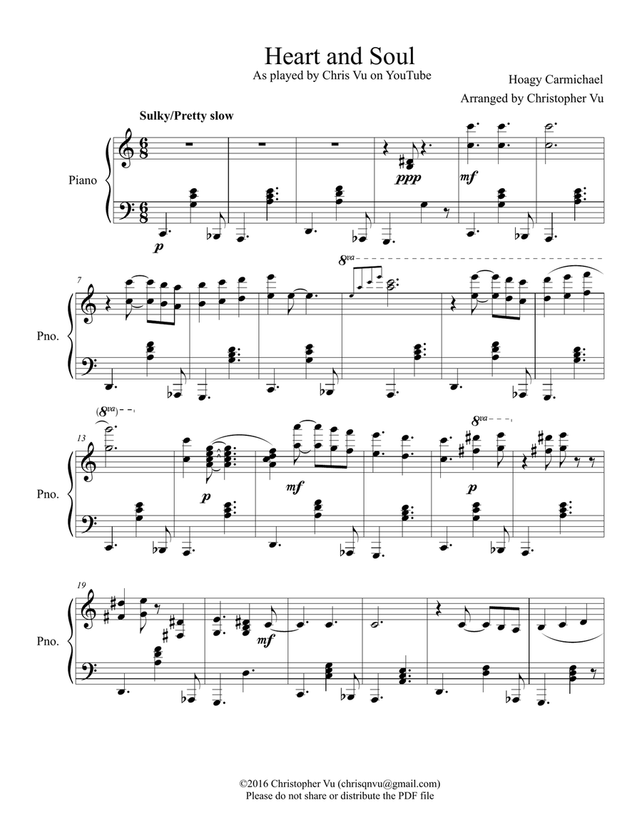 Heart And Soul Piano Solo scores gallery preview page 1
