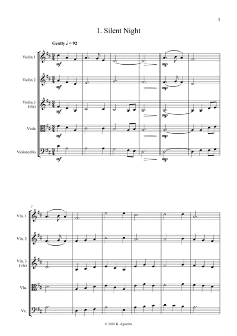 Carols for Four (or more) - Fifteen Carols for String Quartet String Quartet scores gallery preview page 3