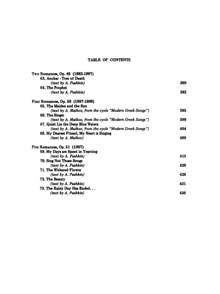 Songs, Op. 49, 50, 51, Volume 6