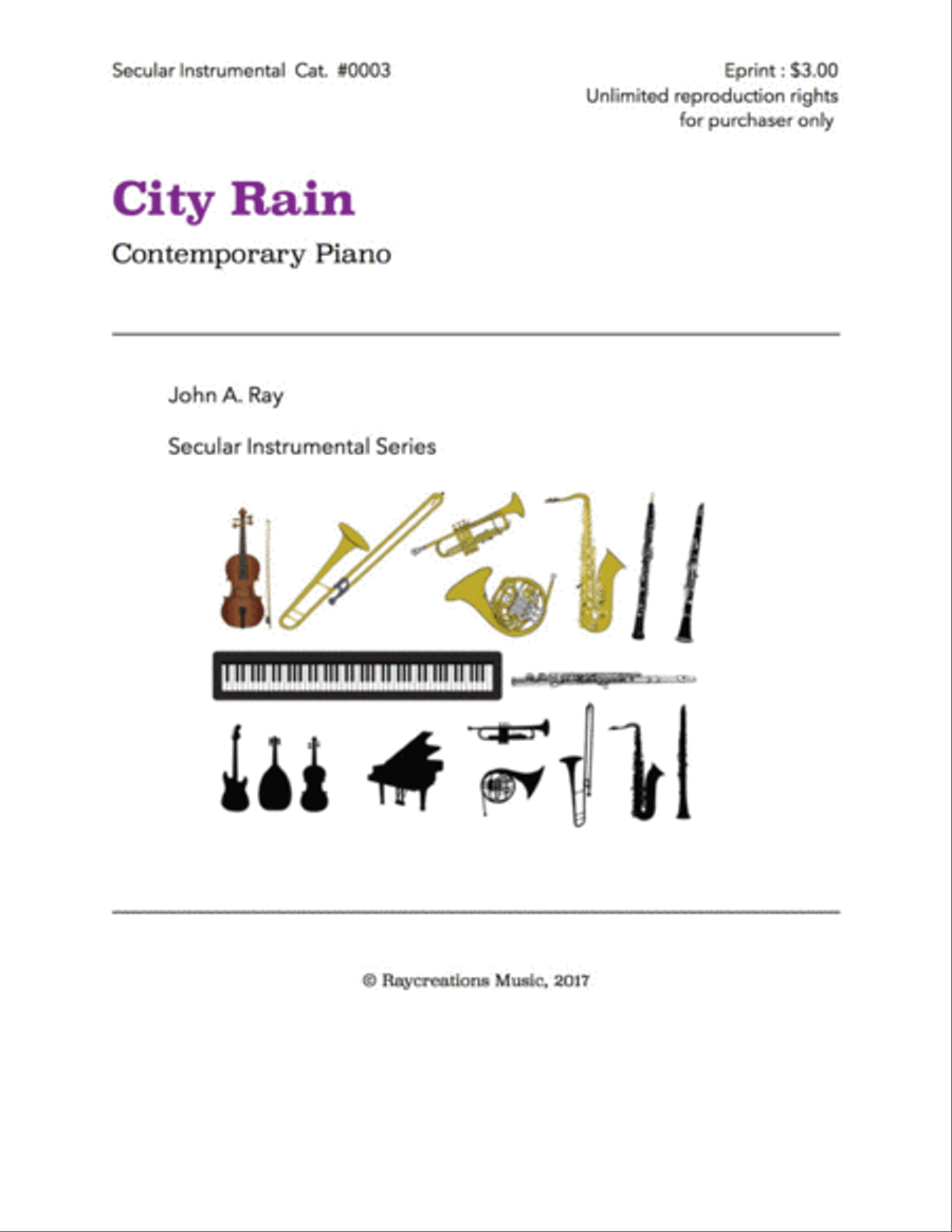 City Rain City Rain Piano Solo scores gallery preview page 1