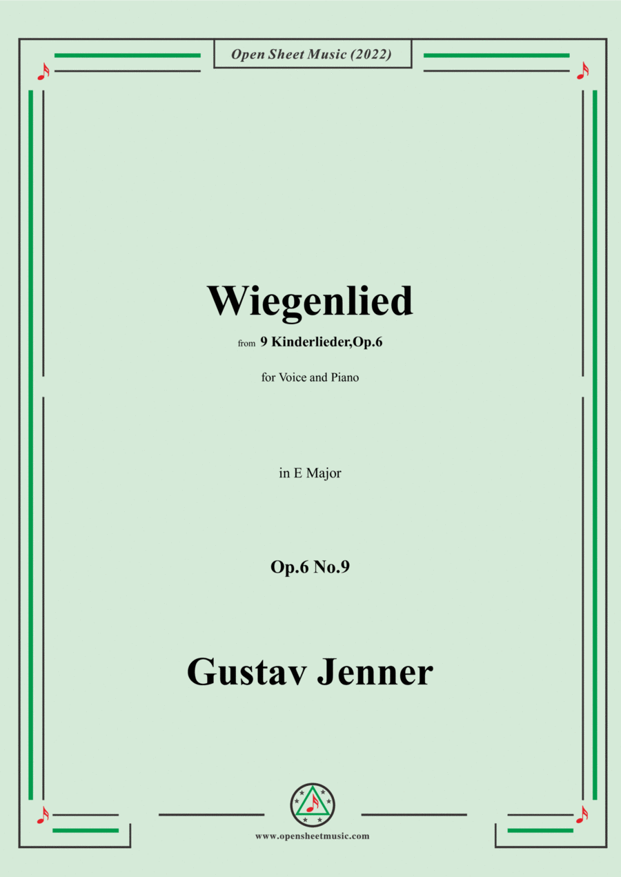 Jenner-Wiegenlied,in E Major,Op.6 No.9 Voice scores gallery preview page 1