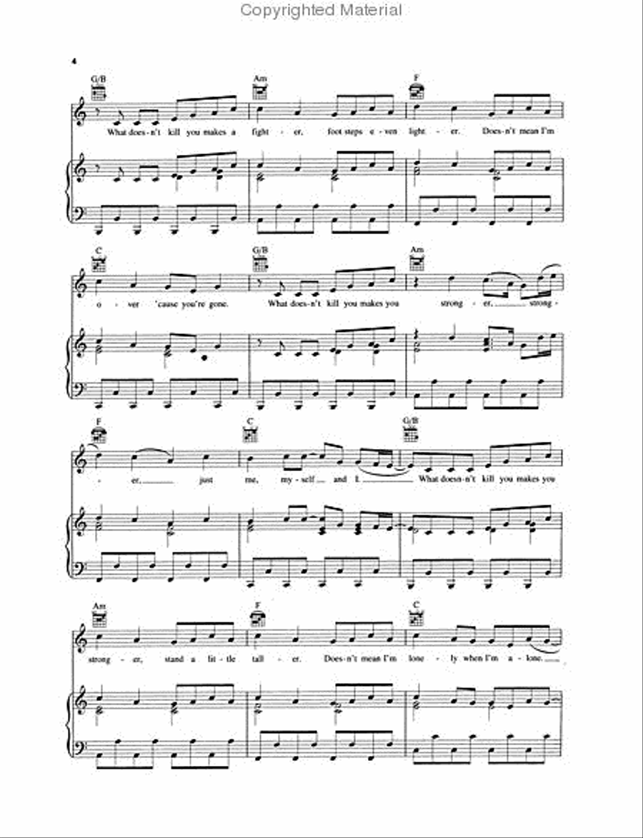 Stronger (What Doesn't Kill You) Piano, Vocal, Guitar scores gallery preview page 4