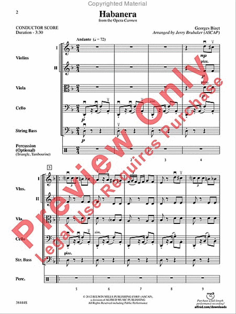 Habanera (from the opera Carmen) String Orchestra scores gallery preview page 3
