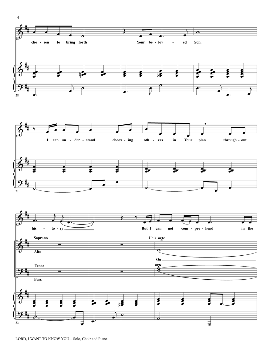 LORD I WANT TO KNOW YOU (for Solo and SATB Choir with Piano) 4-Part scores gallery preview page 4