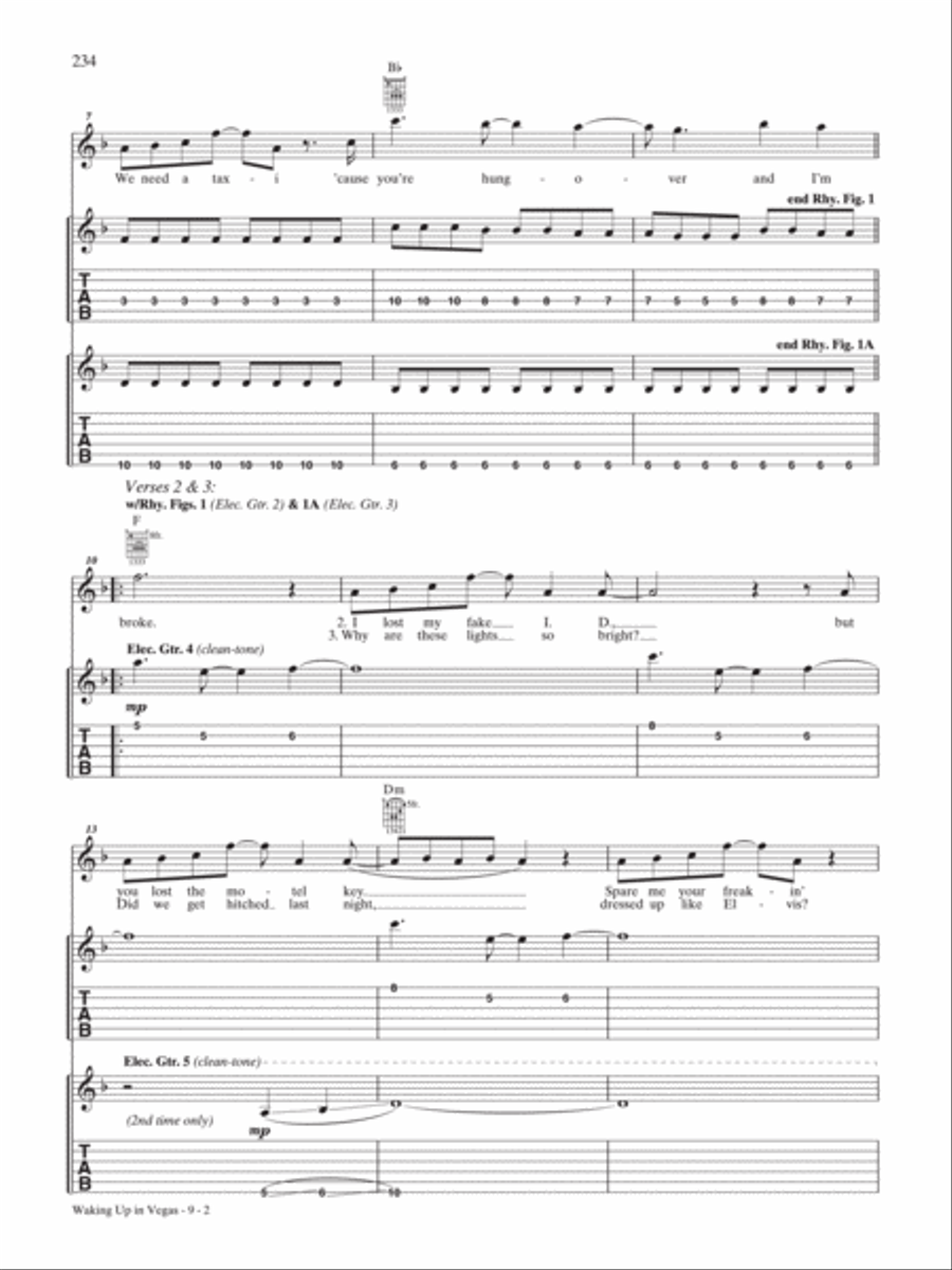 Waking Up in Vegas Guitar Tablature scores gallery preview page 2
