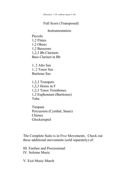 Ceremonial Music Suite No 1: Prelude and Preprocessional March, Arranged for Band image number null