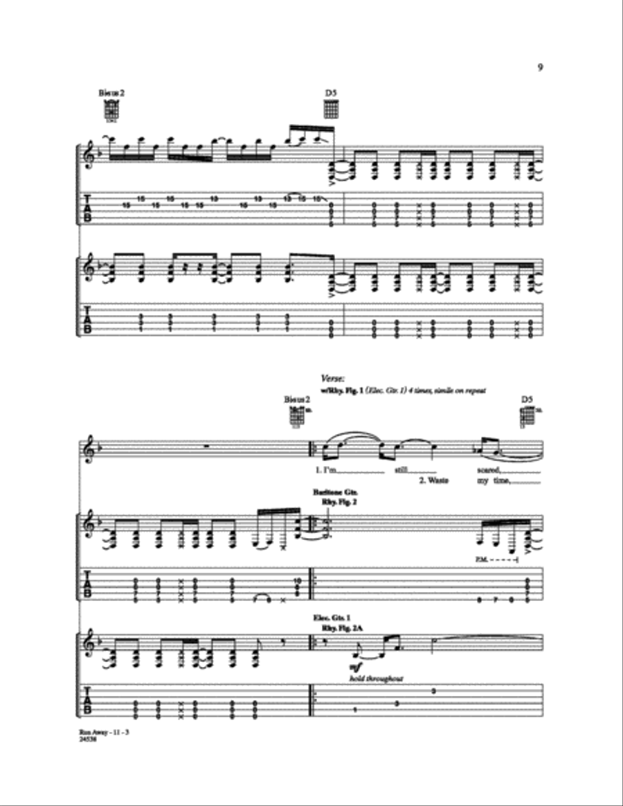 Run Away Electric Guitar scores gallery preview page 3
