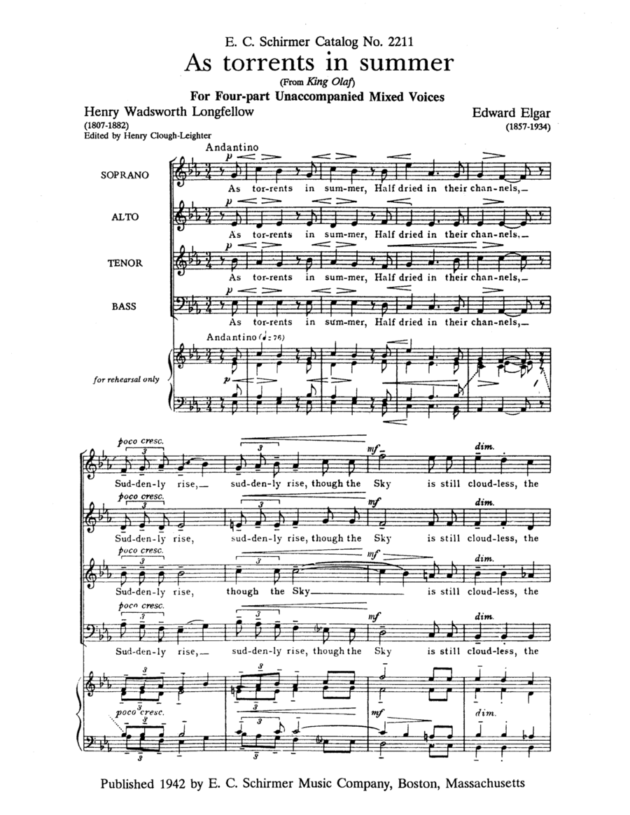 King Olaf: As Torrents in Summer 4-Part scores gallery preview page 1
