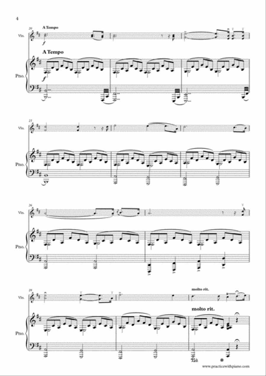 O HOLY NIGHT!, for violin and piano Violin Solo scores gallery preview page 4