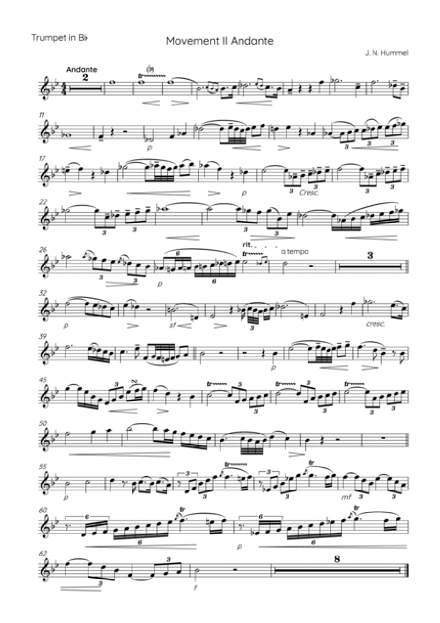 Hummel Trumpet Concerto in Eb (parts for Bb Trumpet) Hummel Trumpet Concerto in Eb (parts for Bb Trumpet) B-Flat Trumpet scores gallery preview page 4