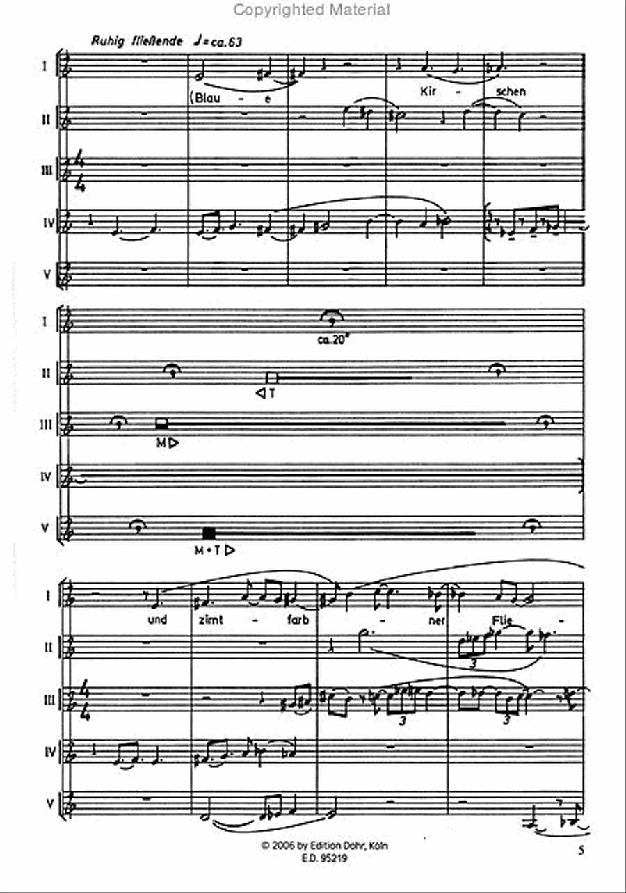 Poème trouvé für variables Quintett (1980) Performance Score scores gallery preview page 2