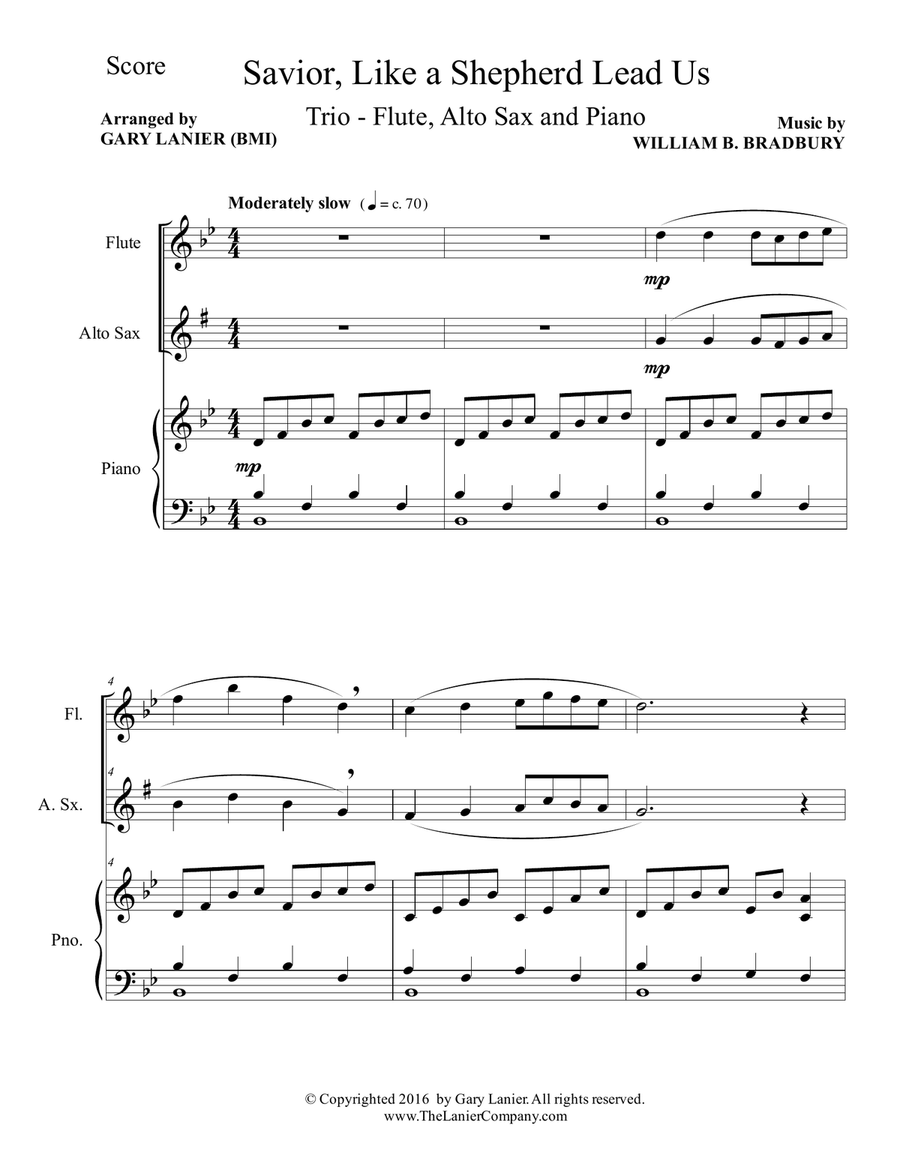 SAVIOR, LIKE A SHEPHERD LEAD US (Trio – Flute, Alto Sax & Piano with Parts) Woodwind Duet scores gallery preview page 2