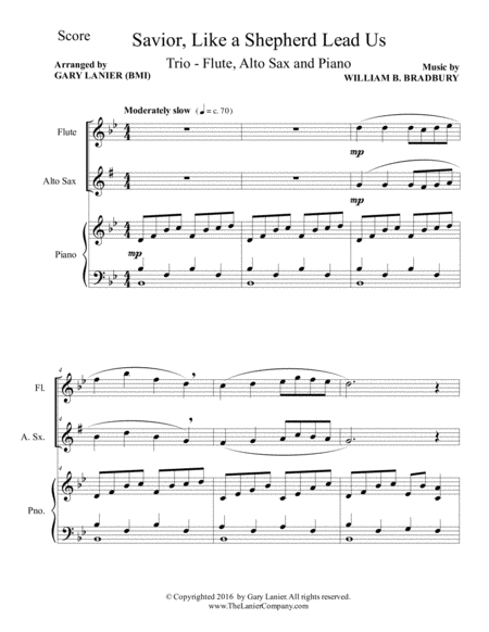 SAVIOR, LIKE A SHEPHERD LEAD US (Trio – Flute, Alto Sax & Piano with Parts) image number null