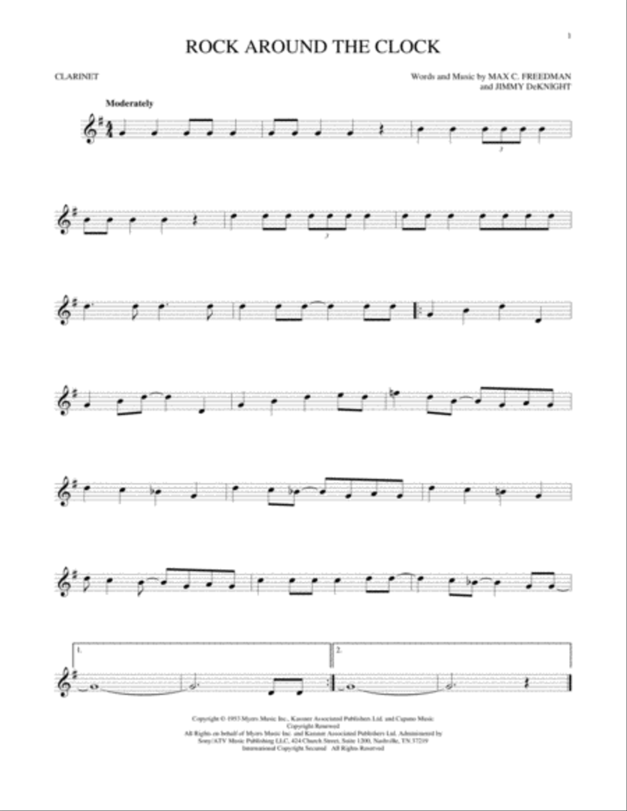 Rock Around The Clock Rock Around The Clock Clarinet Solo scores gallery preview page 1
