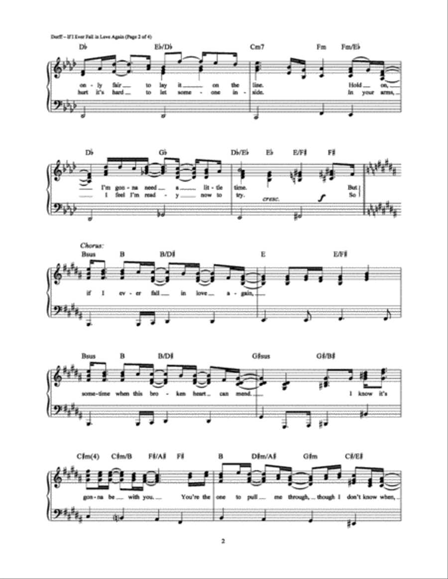 If I Ever Fall in Love Again Piano, Vocal, Guitar scores gallery preview page 2