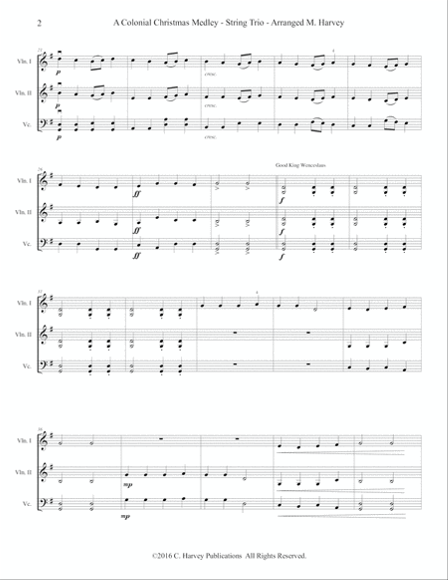A Colonial Christmas Medley for String Trio String Trio scores gallery preview page 4