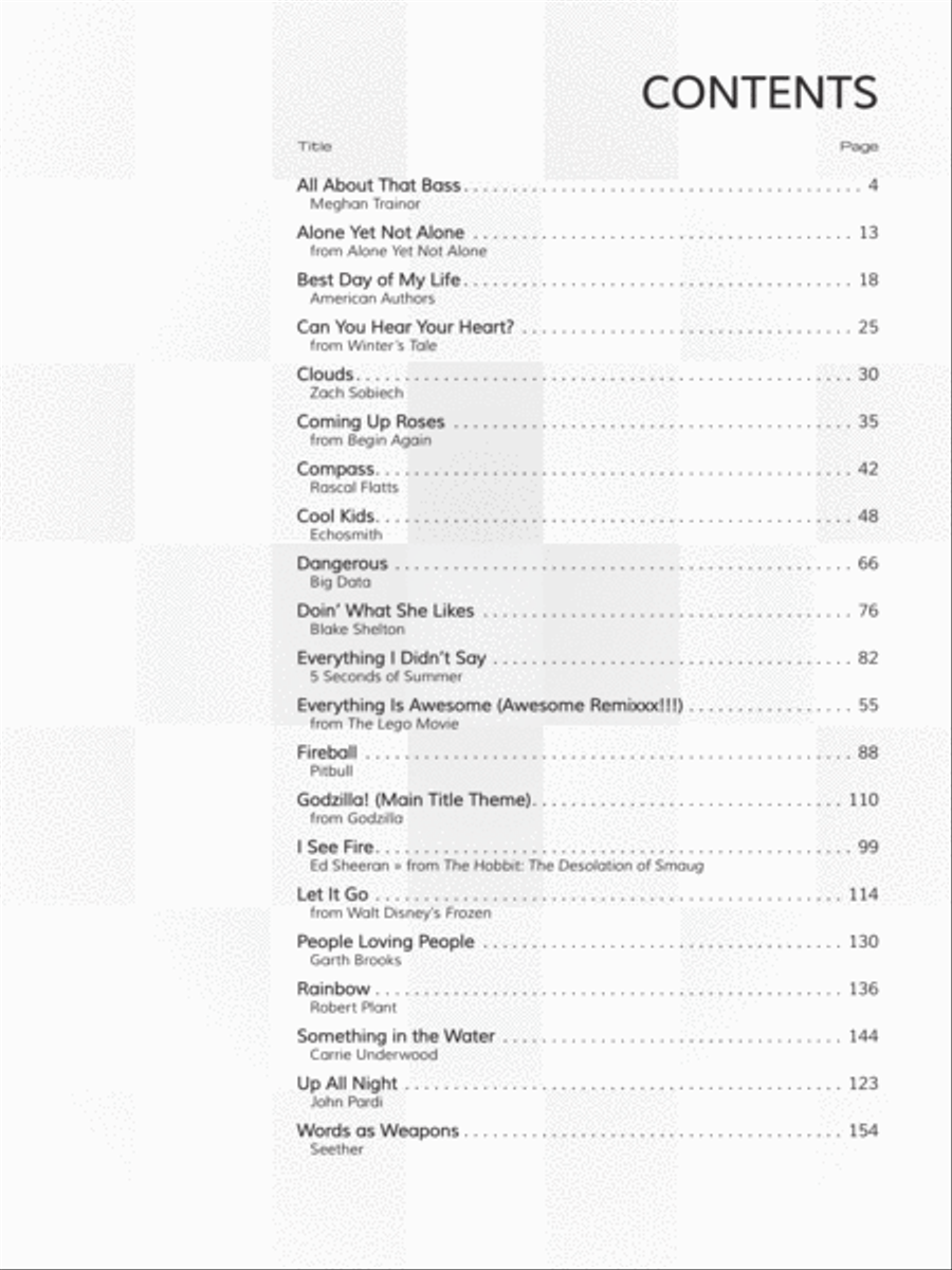 2015 Greatest Rock & Pop Hits for Piano Piano, Vocal, Guitar scores gallery preview page 3