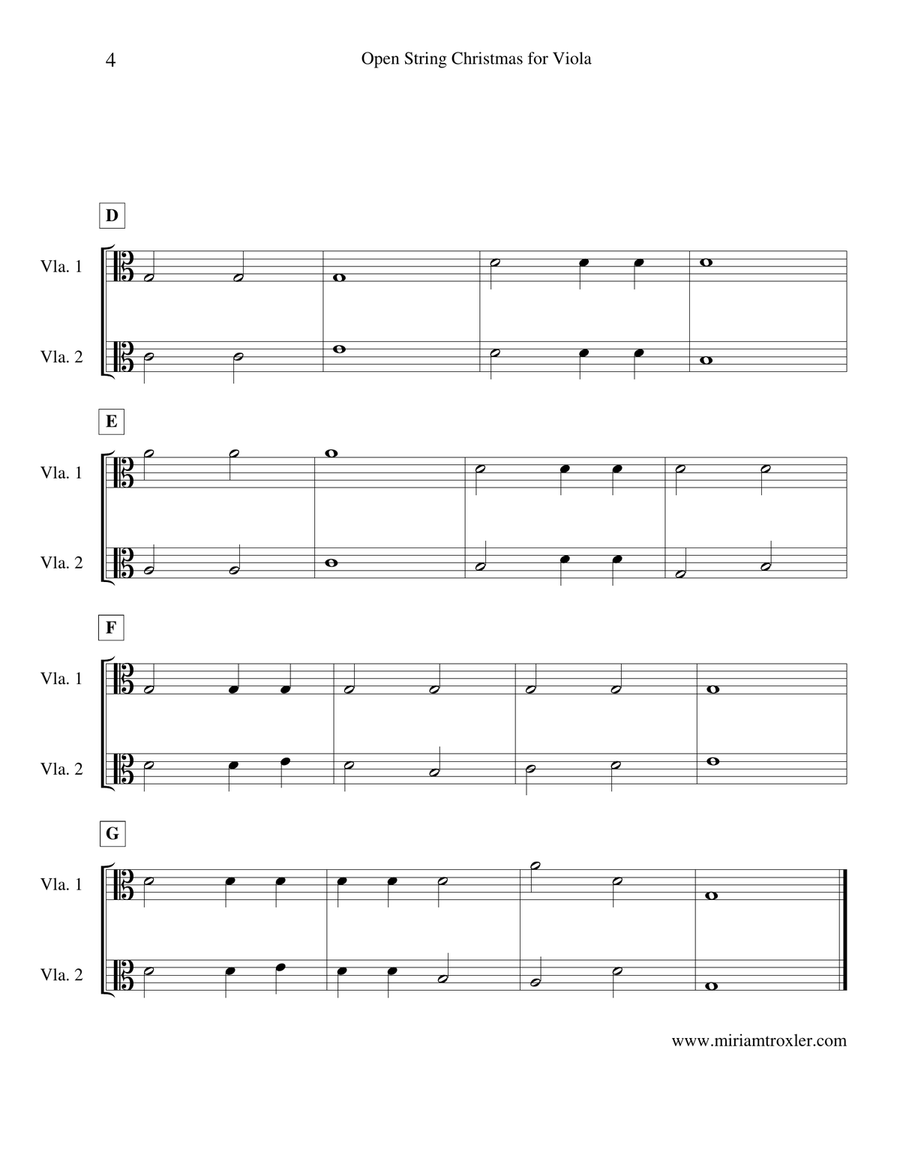 Open String Christmas for Viola Viola Solo scores gallery preview page 4