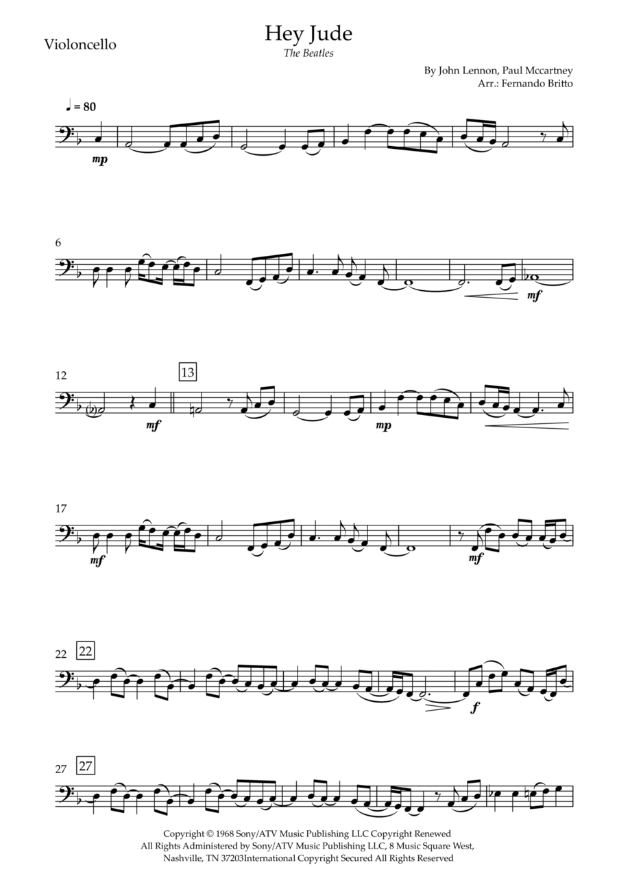 Hey Jude Cello Solo scores gallery preview page 1