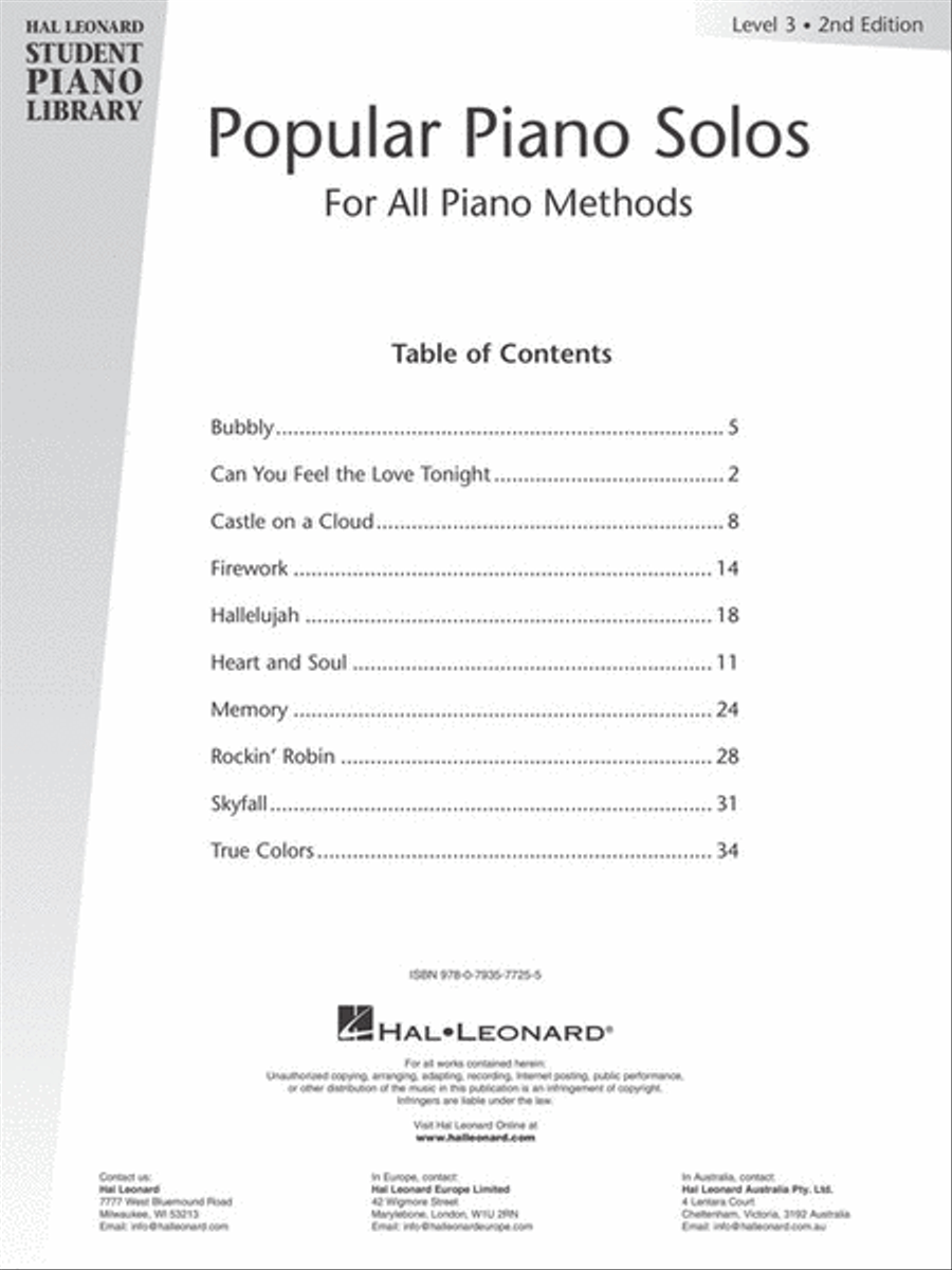 Popular Piano Solos – Level 3, 2nd Edition