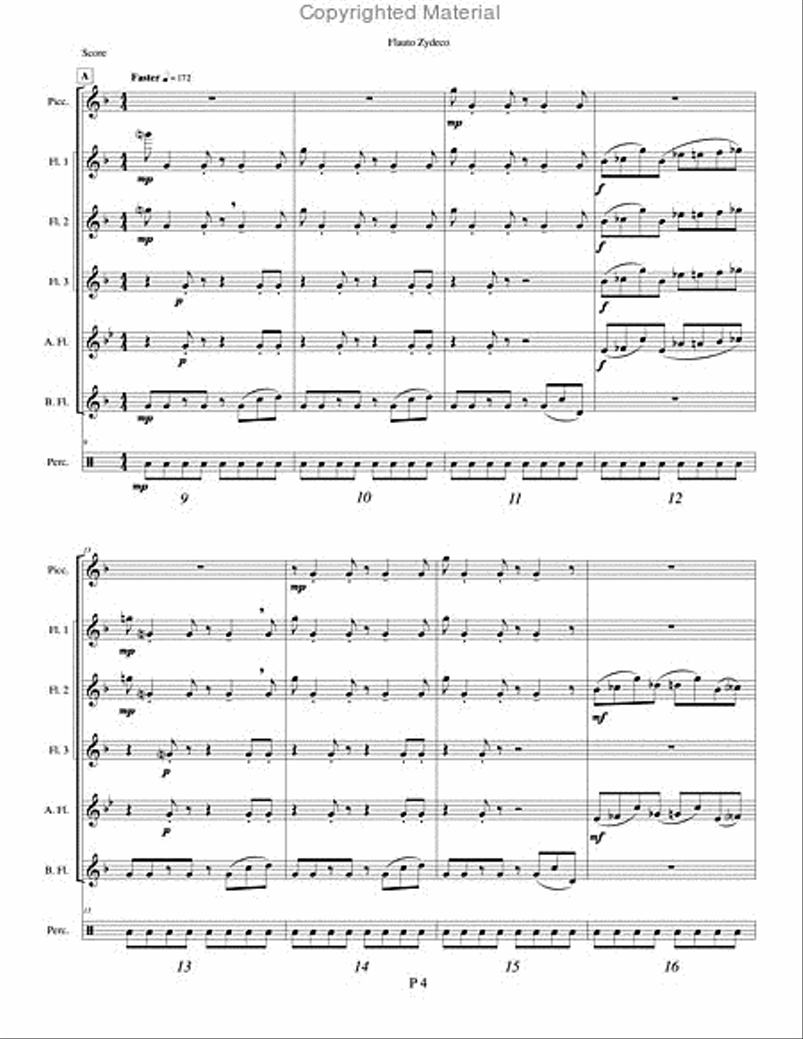 Flauto Zydeco Flute Choir scores gallery preview page 3