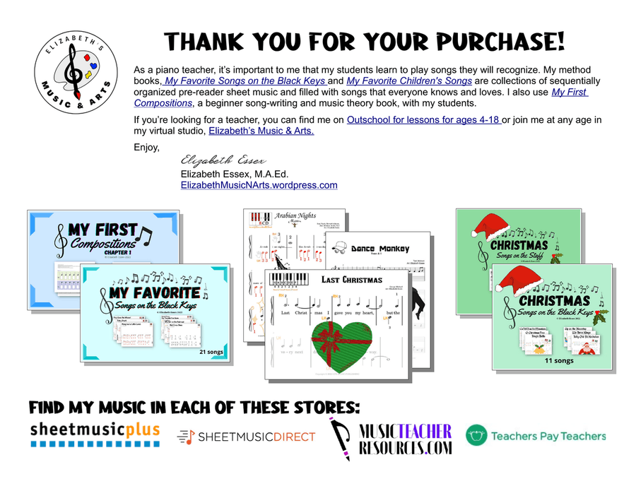 Christmas: Songs on the Black Keys - Pre-staff Piano Sheet Music Easy Piano scores gallery preview page 2