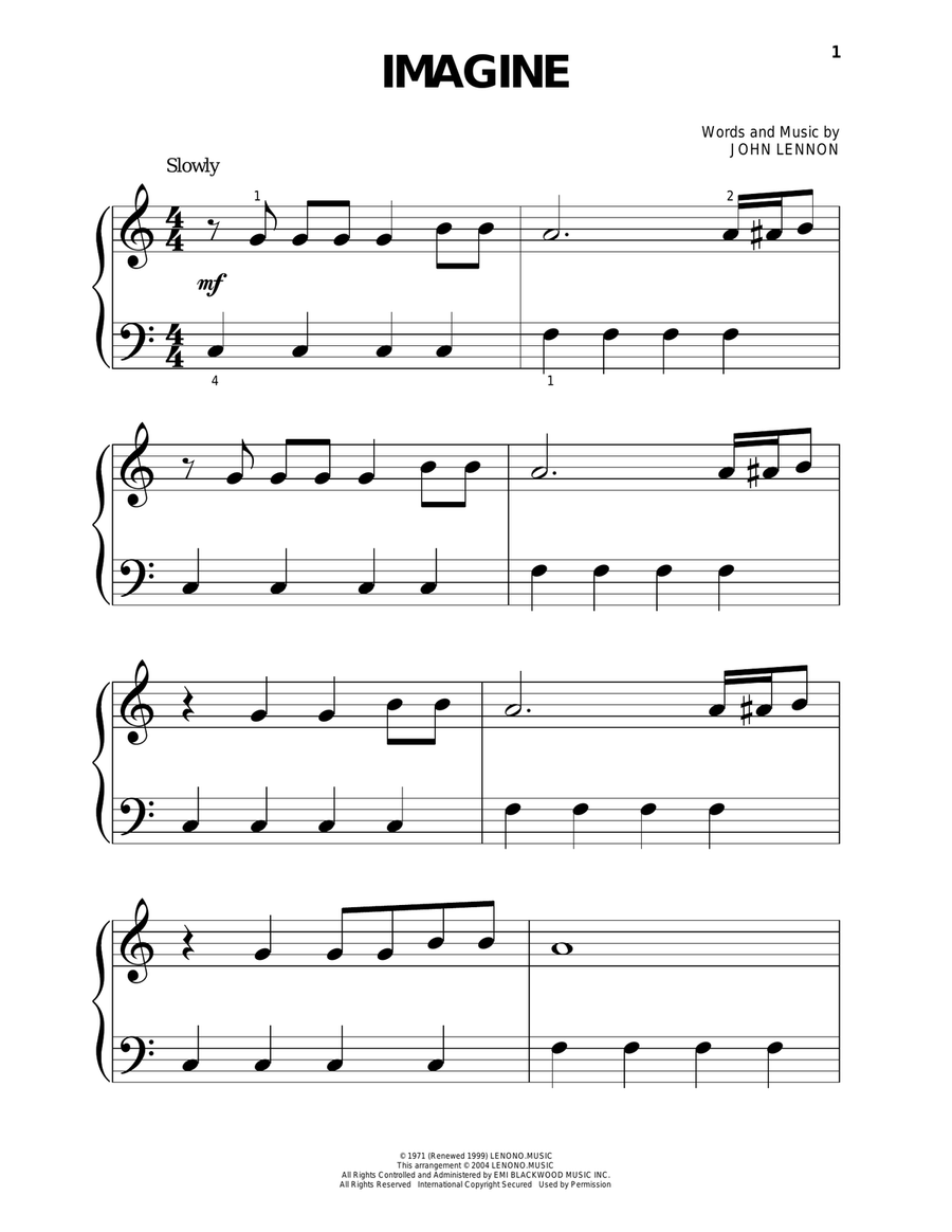 Imagine Easy Piano scores gallery preview page 1