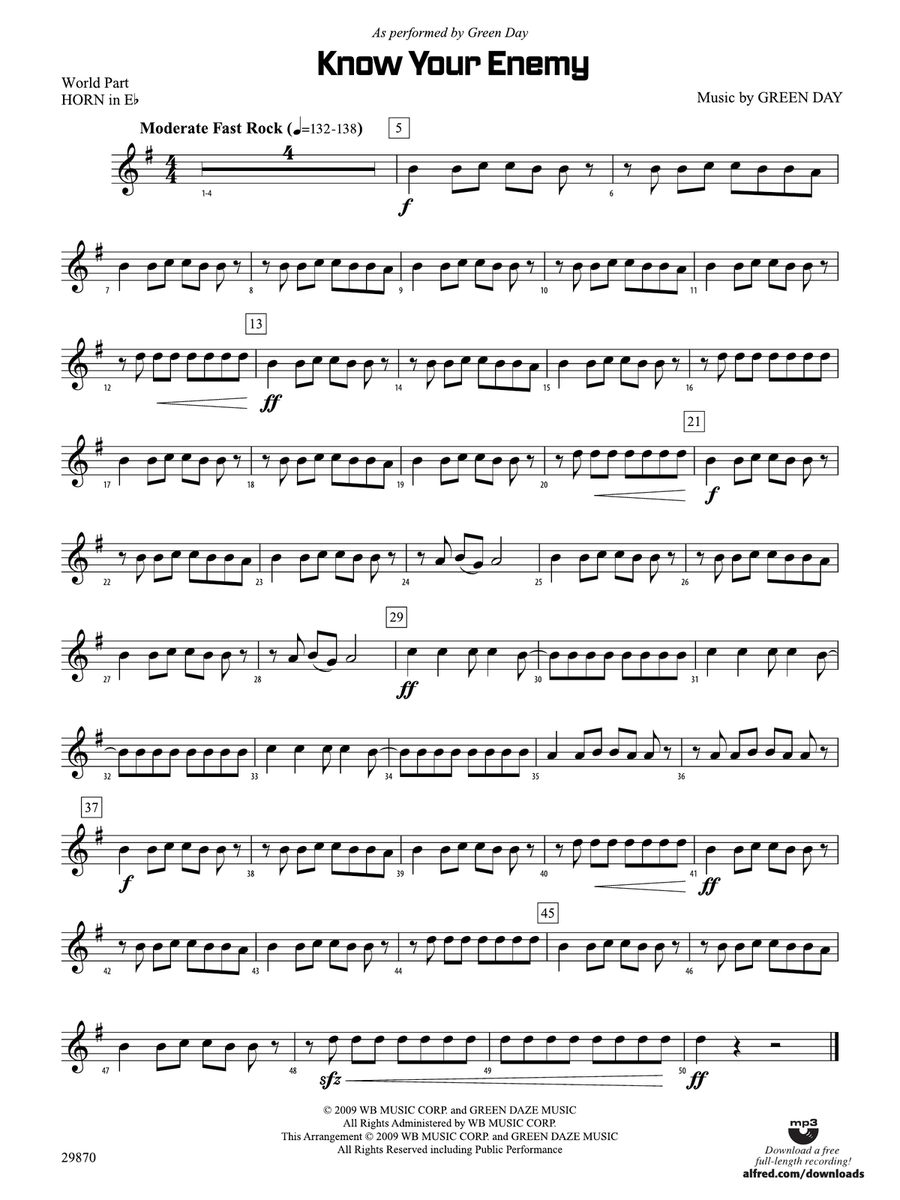 Know Your Enemy: (World Part) 1st Horn in E-flat