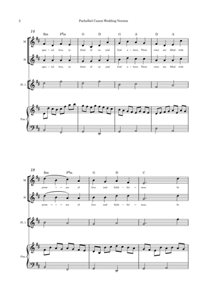 Pachelbel Canon Wedding Version duet with optional instruments and piano image number null