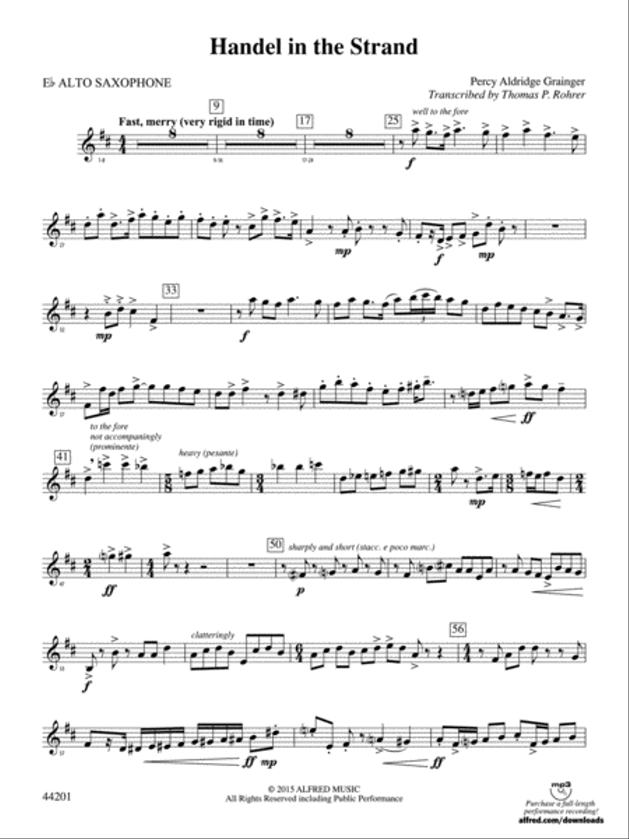 Handel in the Strand: 2nd E-flat Alto Saxophone Concert Band scores gallery preview page 1