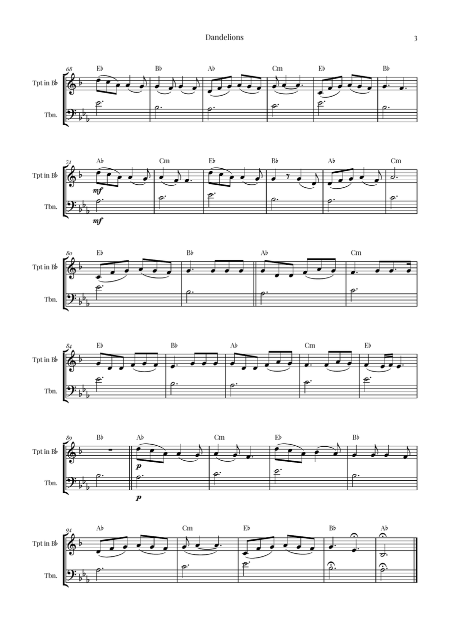 Dandelions Brass Duet scores gallery preview page 3