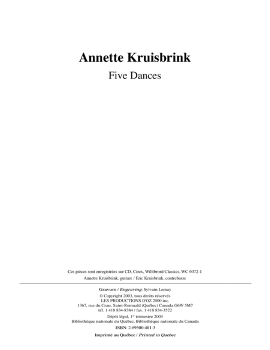Five Dances Double Bass scores gallery preview page 2