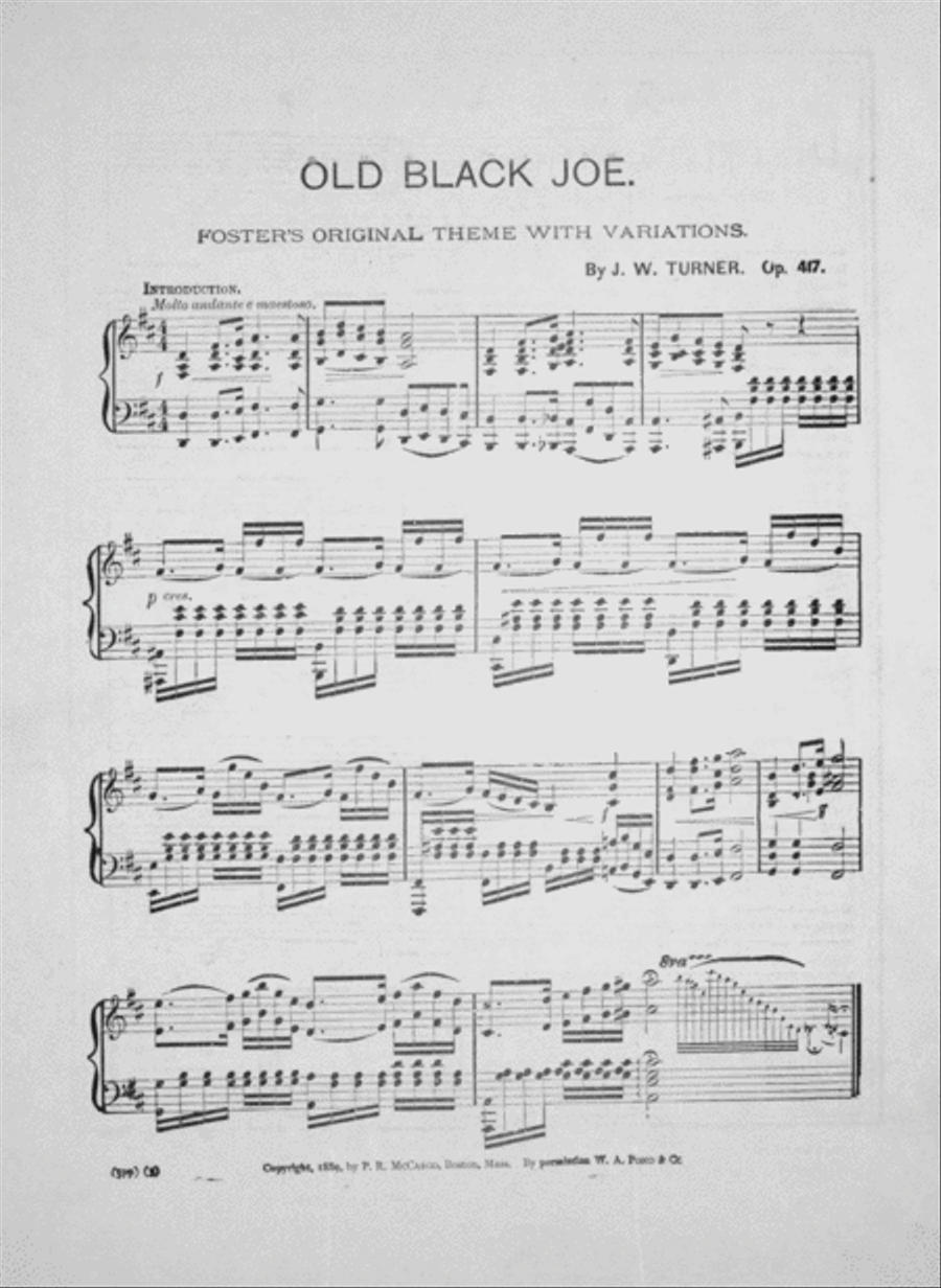 Old Black Joe. Foster's Original Theme, With New and Sparkling Variations Piano Solo scores gallery preview page 2