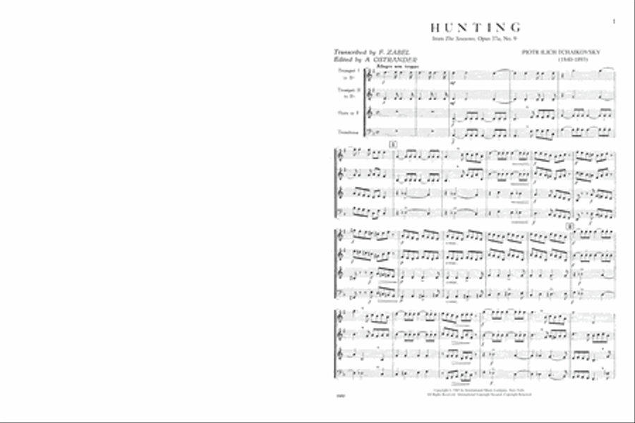 Hunting (From The Seasons, Opus 37B) For Horn, 2 Trumpets & Trombone Brass Quartet scores gallery preview page 2