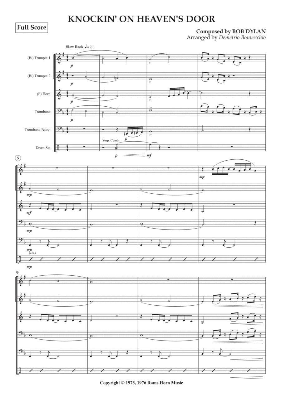 Knockin' On Heaven's Door Horn scores gallery preview page 1