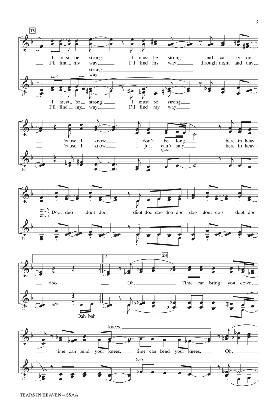 Tears In Heaven (arr. Kirby Shaw) SSA scores gallery preview page 2