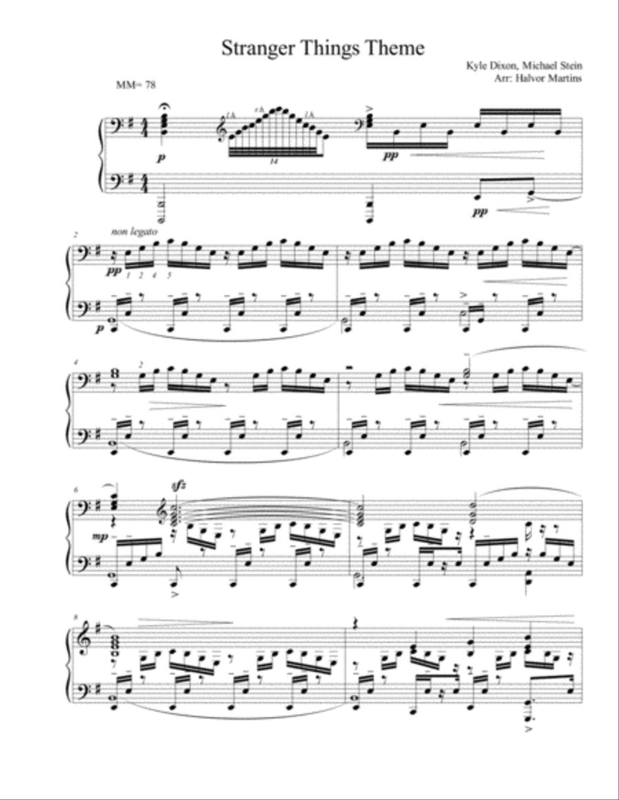 Stranger Things Main Title Theme Piano Solo scores gallery preview page 1